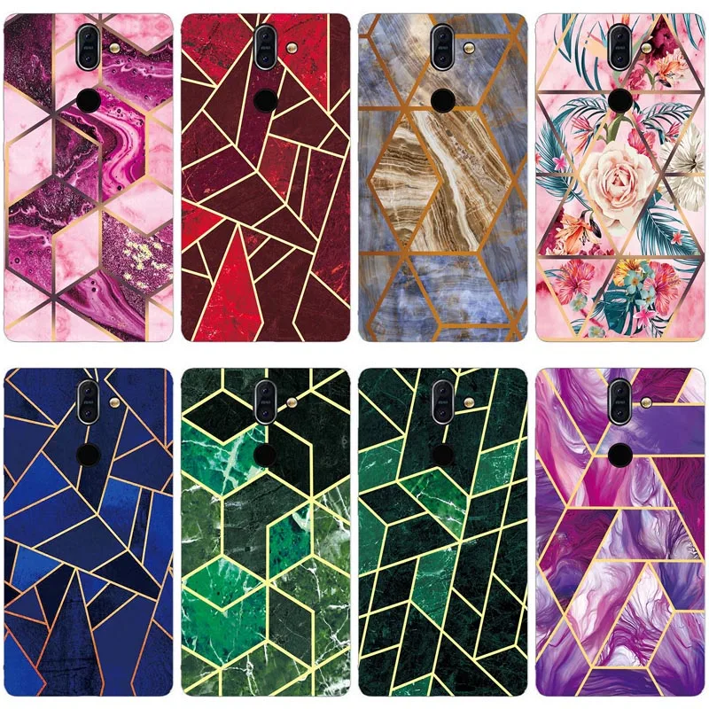 Геометрический мраморный мягкий чехол для телефона Nokia 9/для 8 Sirocco Funda Глянцевый