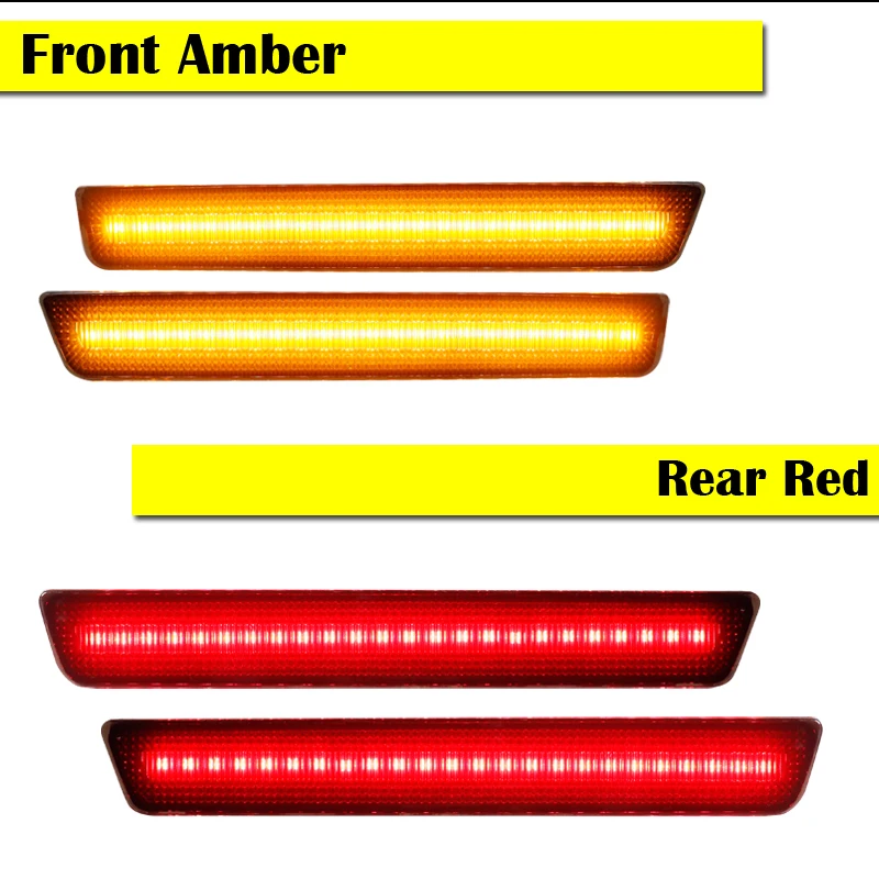 IJDM Янтарный/Красный Полный светодиодный боковой габаритный фонарь для 2008-2020 Dodge