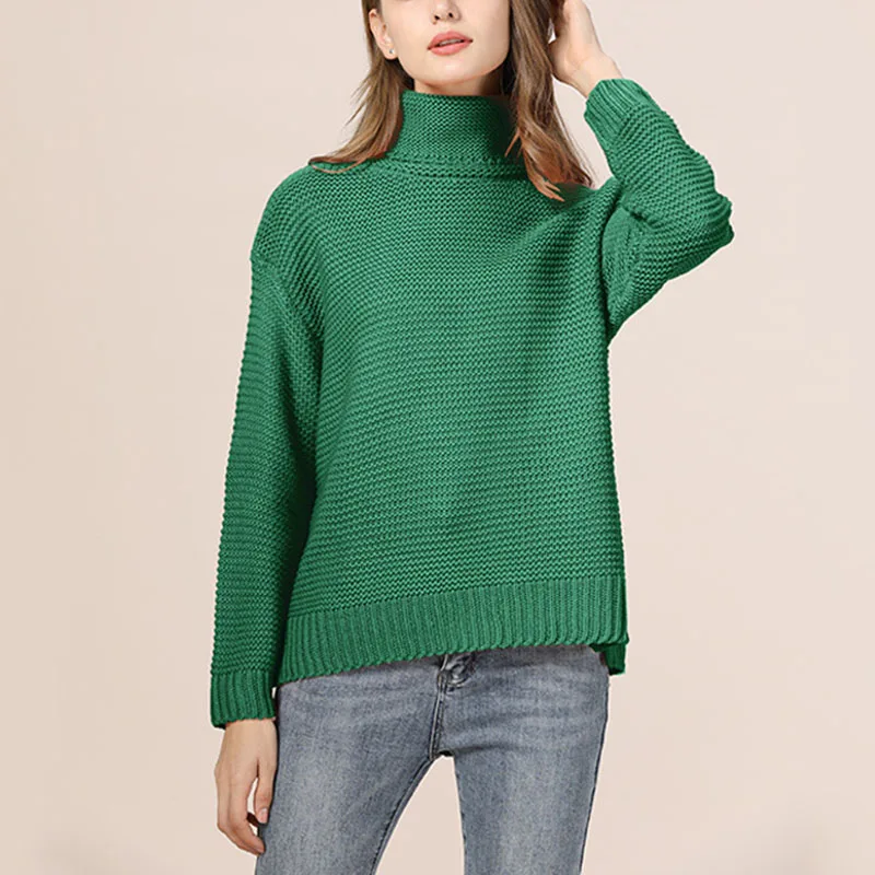 2019 осенние и зимние Новые однотонные свитеры большого размера OL commuter с высоким