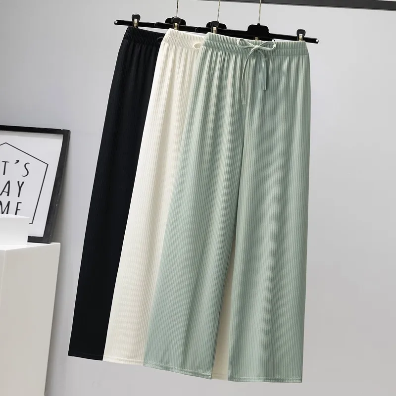 

Plus Size Women Summer Casual Pants New Arrival 2021 Summer Solid Color All-match Straight High Waist Female Trousers W171