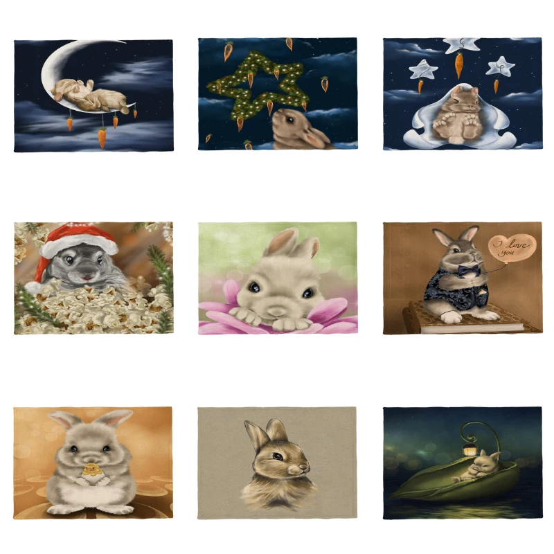 Пушистая Милая мультяшная скатерть с изображением лунного кролика морковным