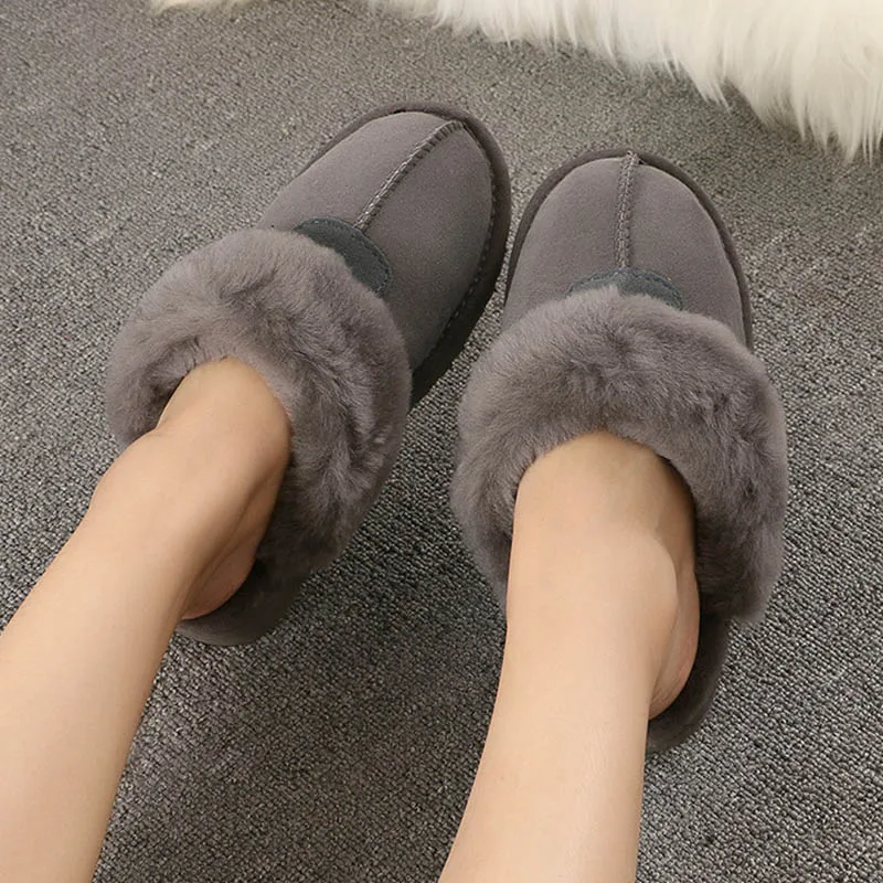 Grey Тапочки с натуральным овечьим мехом; Модные женские зимние тапочки; женские теплые домашние тапочки наивысшего качества из мягкой шерсти; женская домашняя обувь - Цвет: Grey