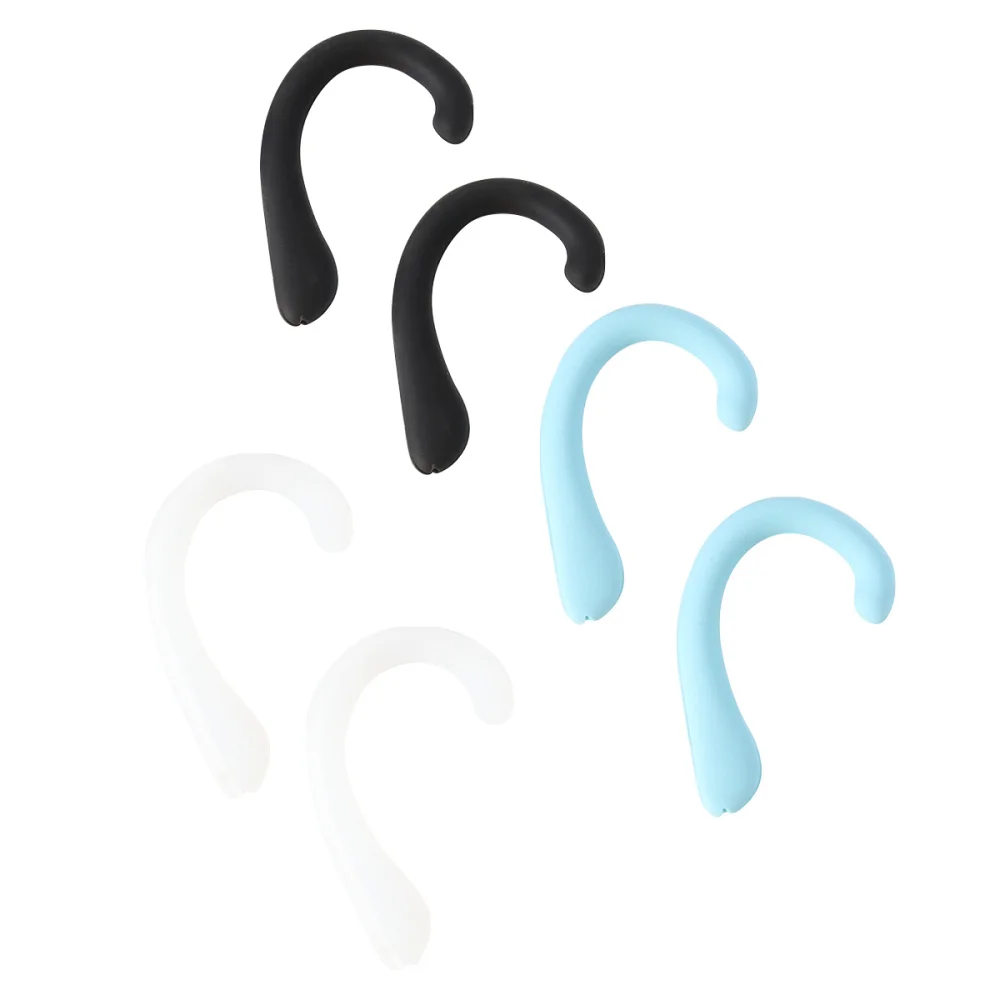 

3 Pairs Universal Mask Earloop Cover Silicone Hook Earbud Ear Protective Cover (Black, White, Light Blue, 1 Pair for Each