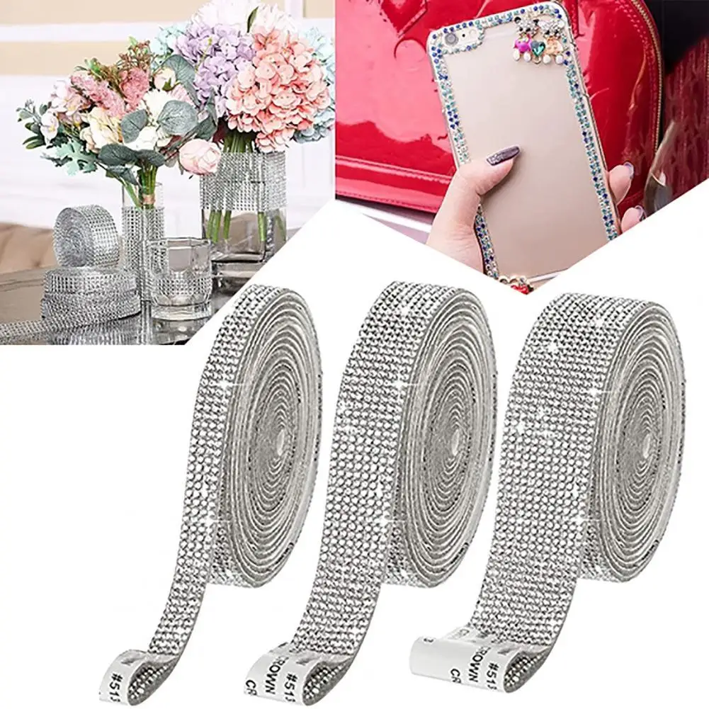 

5 yards rhinestone ribbon shiny self-adhesive colorful glaze flower bouquet fake crystal wrapping sewing for wedding birthday ch