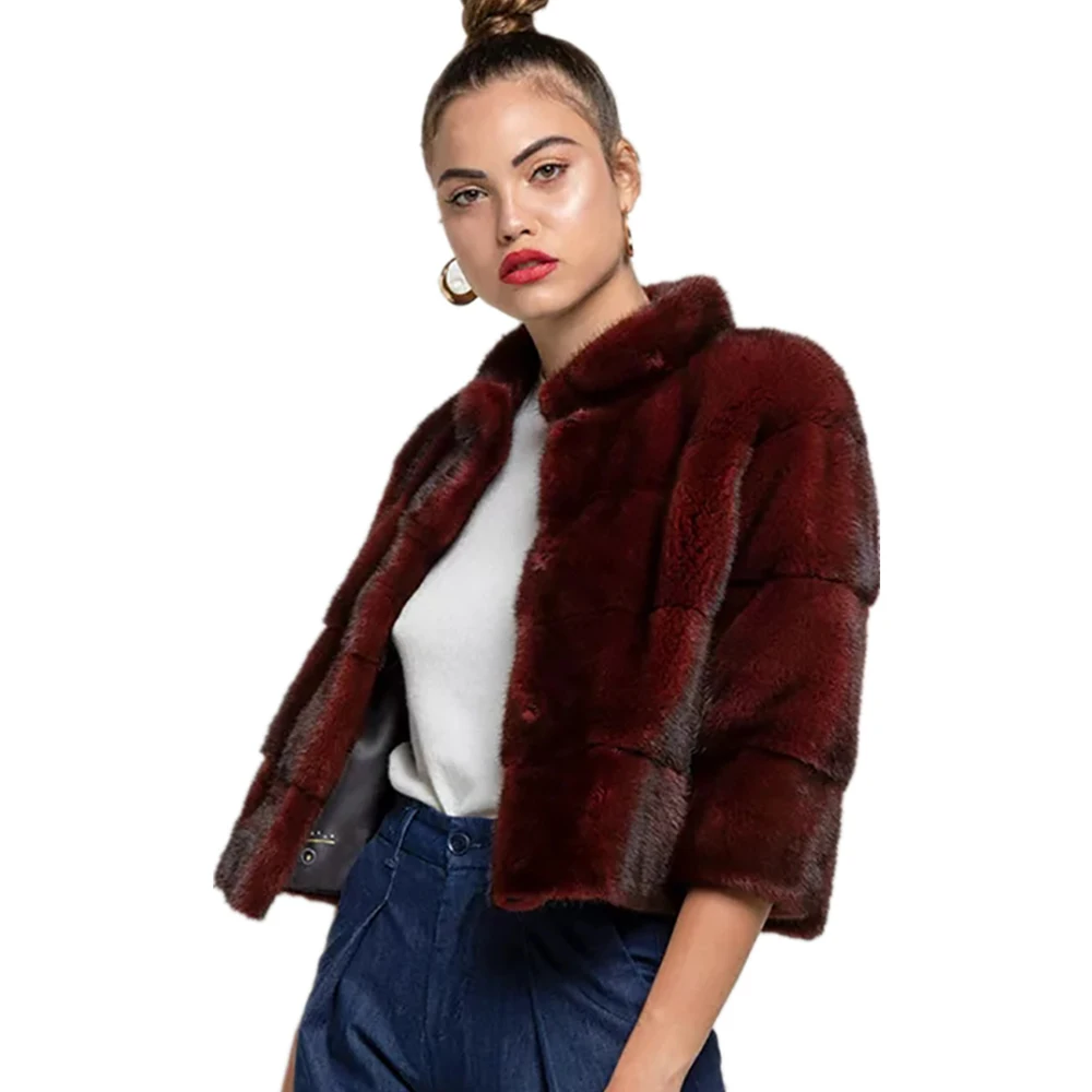 TOPFUR Winter Basic Jacket Women Plus Size Real Mink Fur Coat Genuine Leather Jacket Short Women Real Fur Coat Spring Collection