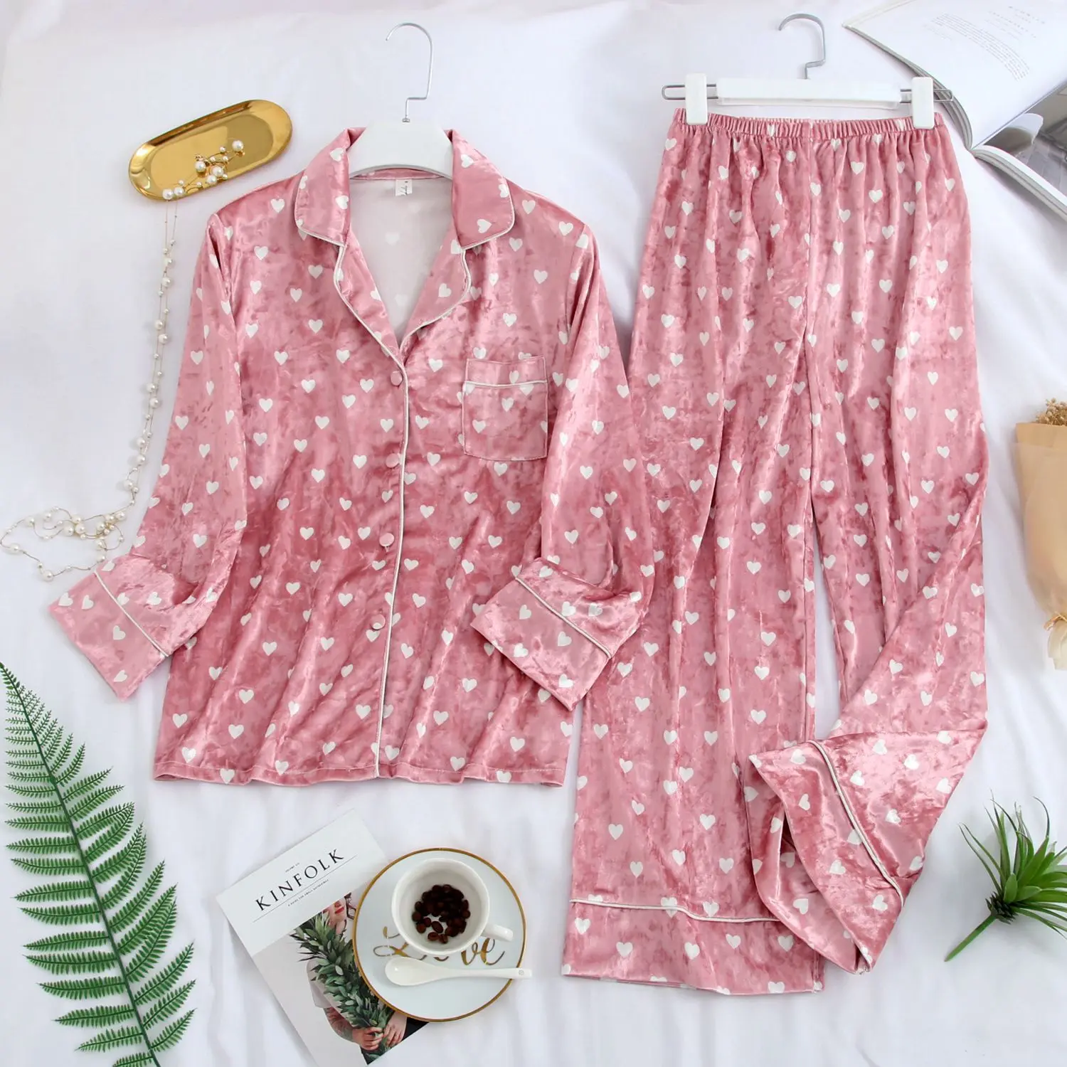 Бархатный осенний пижамный комплект MECHCITIZ 2019 для женщин теплый одежда сна штаны