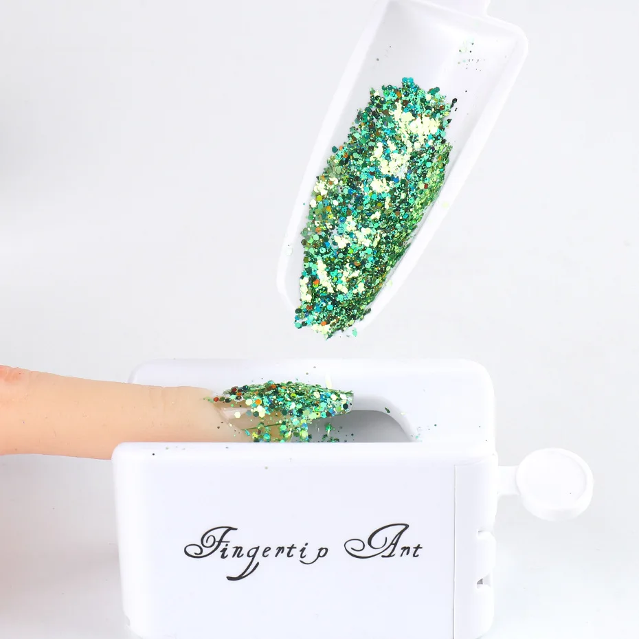 Порошок для ногтей повторно использовать коробку блеск ящик хранения волшебное