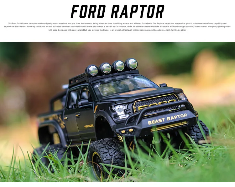 Горячая Распродажа 1:28 Новинка Ford F150 Raptor модель сплава, литье под давлением звук и светильник обратно к модели автомобиля, Изысканные Подарки