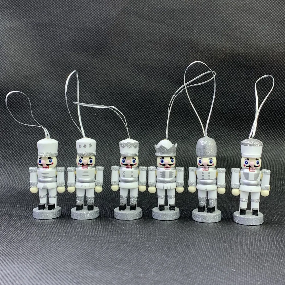 6cm 6Pcs Wooden Nutcracker Doll Soldier Christmas Ornaments Home Decor Miniature Figurines Vintage Handcraft Puppet 2021 New | Дом и сад