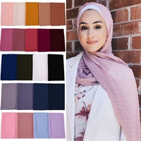 luxuey pom bubble chiffon hijab scarf women long shawl wrap headband islamic muslim scarves for ladies sjaal bandana 17570cm