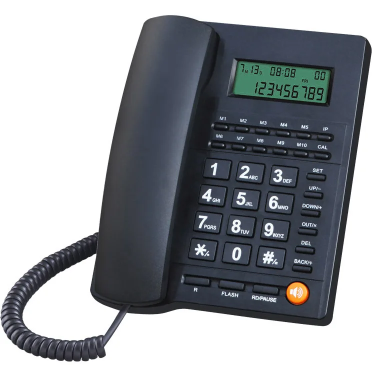 L019 Big Button Telephone for Eldly Crystal Dialpad Landline Trade Call Desk Display Caller ID Telephone for Home Office Hotel