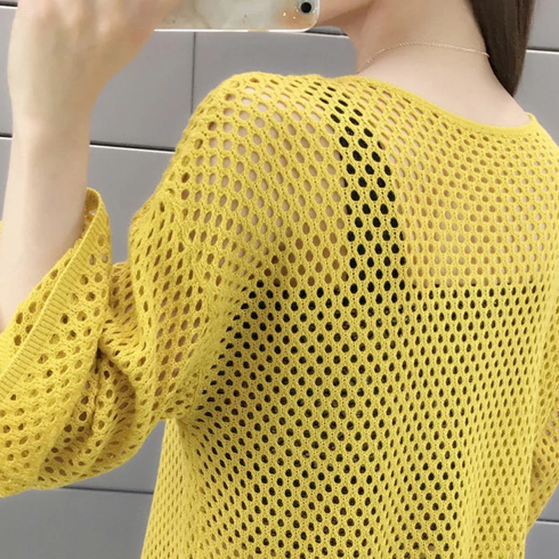 

Autumn and Winter New Sweater Women Casual Hollow Out Knitted Sweater Fashion Long Sleeve Thin Pullovers Women