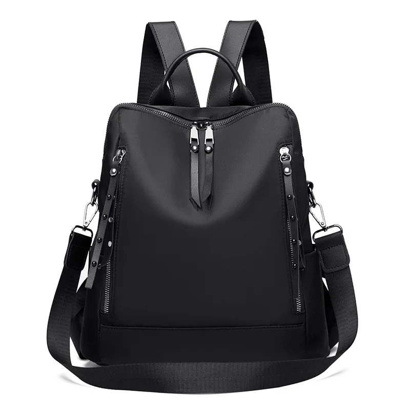 

2021 Spring New Korean Style Nylon Backpack Women's Fashion Double Zipper Travel Backpack Schoolbag