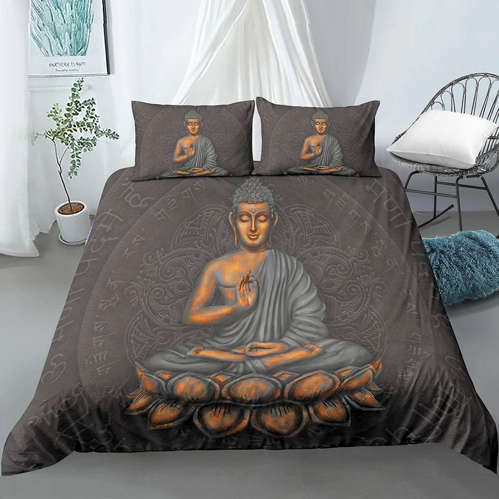 

Classical Bodhisattva BuddhaPrinted Polyester Duvet Cover for Hom Bedroom Quilt Cover Bedding Sets US King Queen Size
