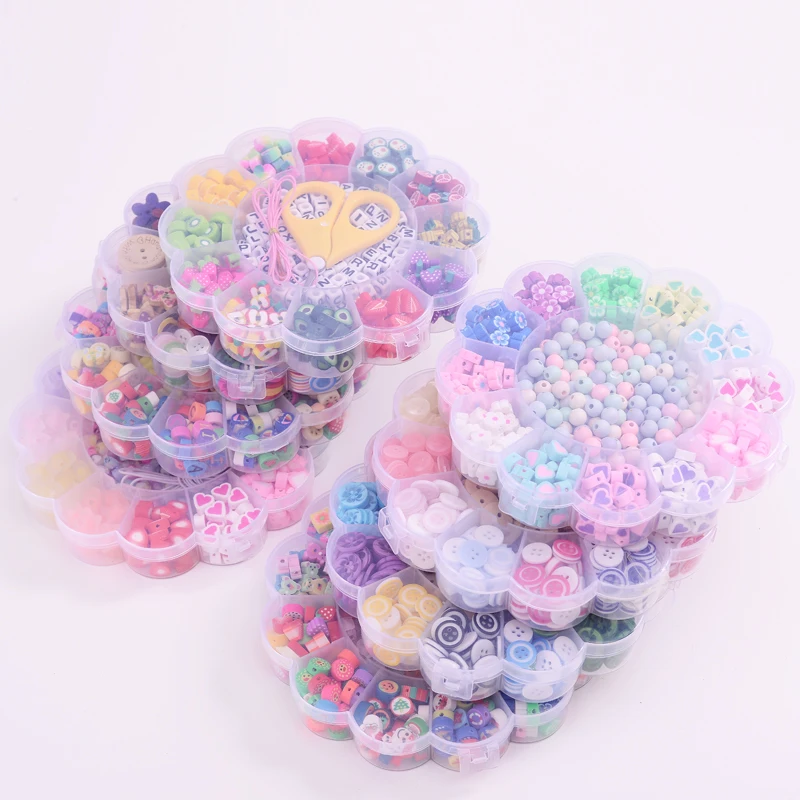 Смешанные бусины из полимерной глины в форме цветка/сердца бусины-разделители