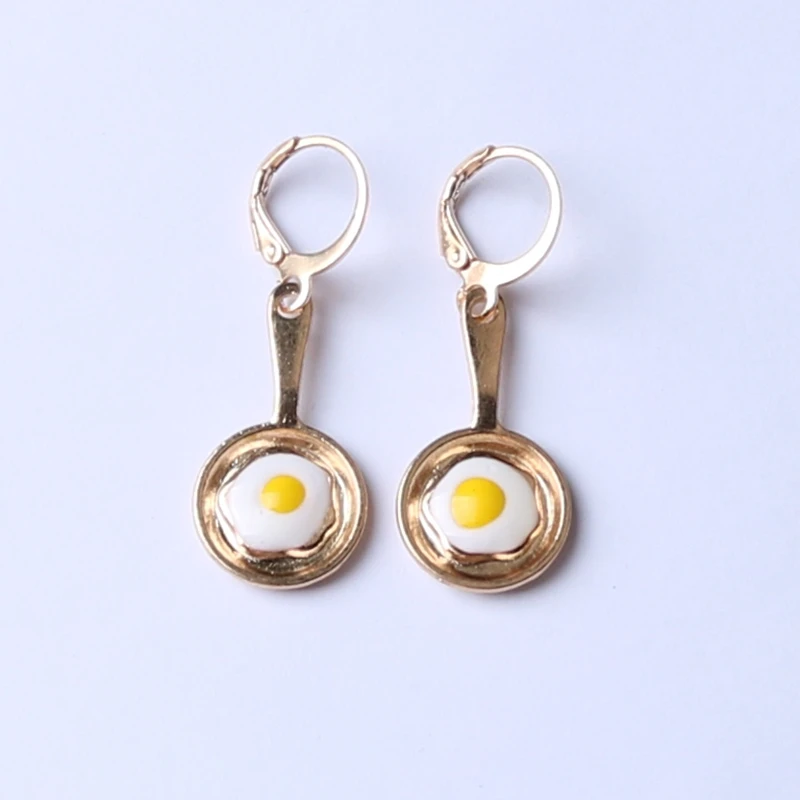 Новинка 2020 серьги в виде жареных яиц искусственная кожа серьги-кольца сковороде