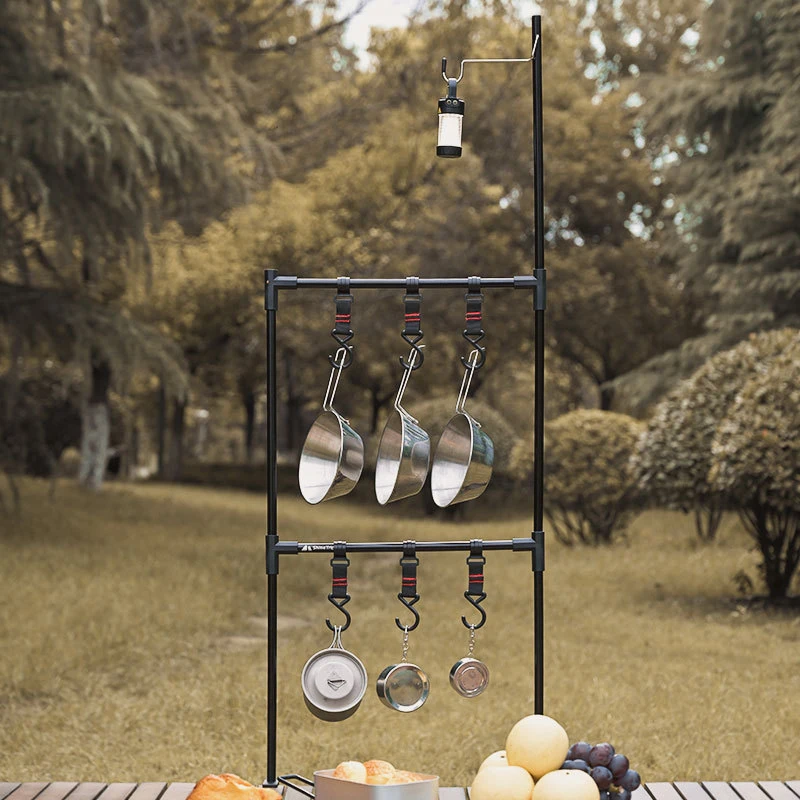 

Camping Folding Table Storage Racks Cookware Light Stand Hook Camp Kitchen Utensil Organizer Outdoor Picnic Camping Accessories