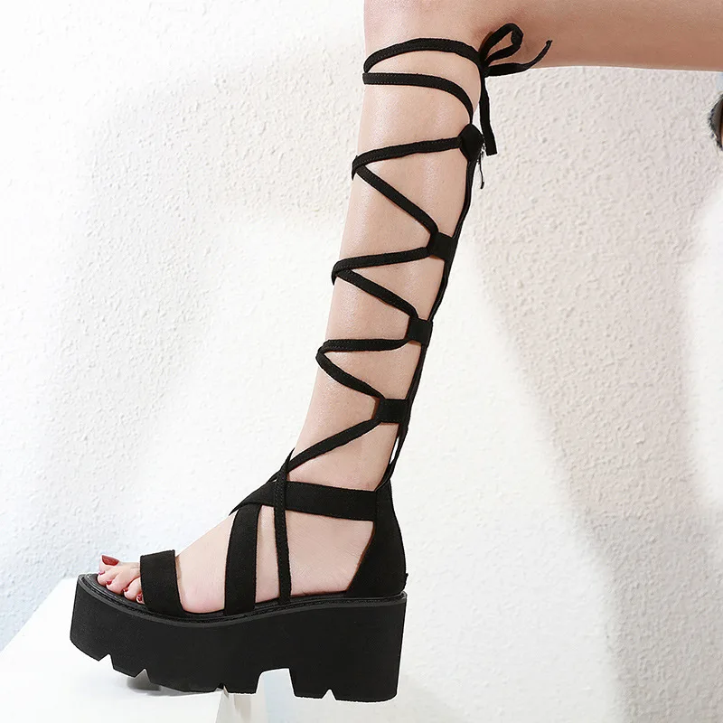 

Muffin bottomed platform Roman lace Sandals Size 40