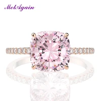 elsieunee luxury rose gold color 10mm pink quartz diamond wedding engagement ring fashion valentines day fine jewelry ring gift
