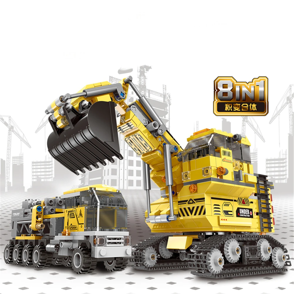 893 PCS City Technic Engineering Vehicle Building Blocks Set Creator Excavator Trucks Deformation Bricks Toys For Children gift | Игрушки и