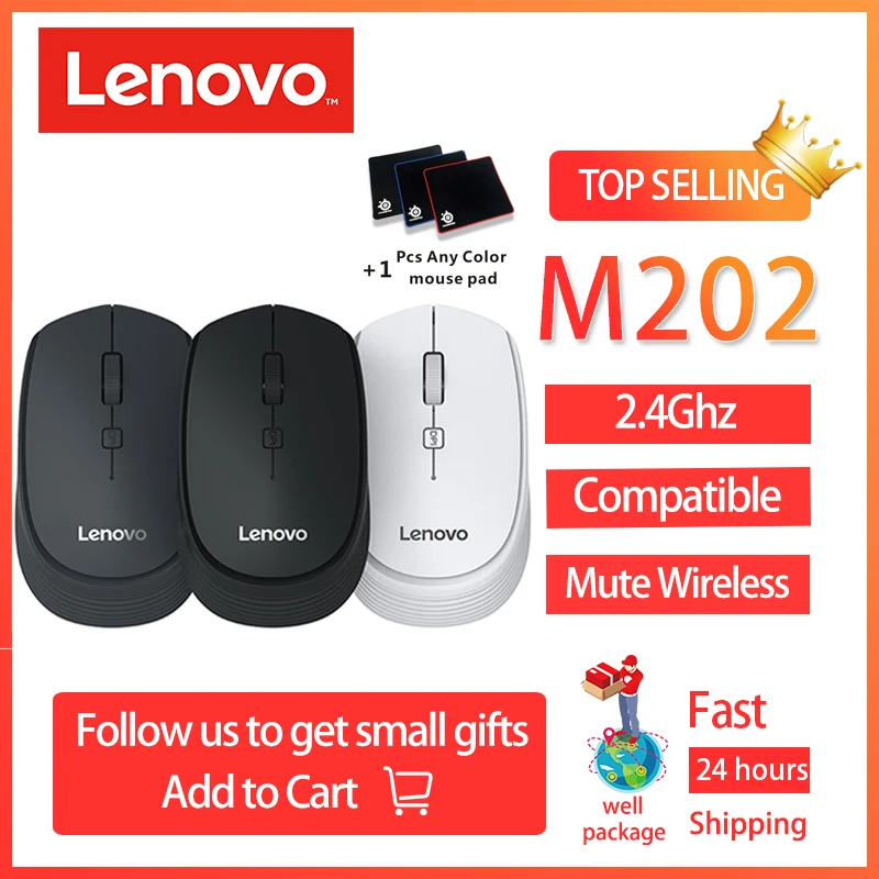 Беспроводная компьютерная мини мышь Lenovo M202 2 4 ГГц|Мыши| |