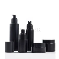 5pcslot empty dumb black glass black cover spray lotion bottles press pump cream jars cosmetic packaging containers