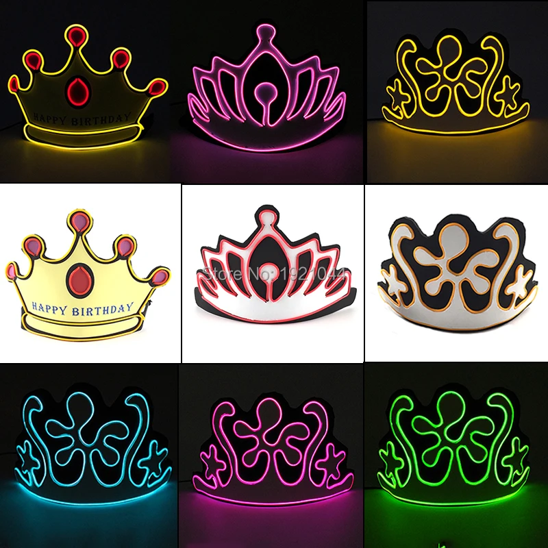 Новый тип EVA светодиодный светящийся ободок неоновая Корона головной убор леди