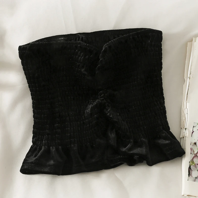 

Корейский укороченный Топ без бретелек, Женский дизайнерский пикантный облегающий Топ без рукавов для вечеринки Y2K, Короткие топы с открыты...