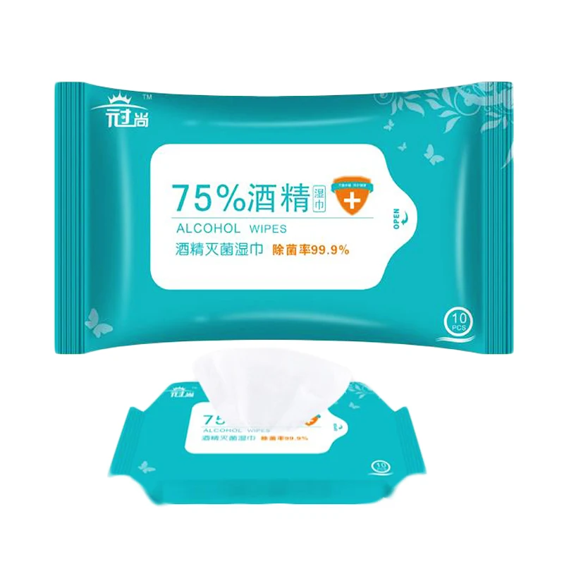 

10pcs / 10 Bag 75% Alcohol Disinfecting Antiseptic Pads Multi Purpose Skin Cleaning Wet Wipes Sterilization Portable Sanitary