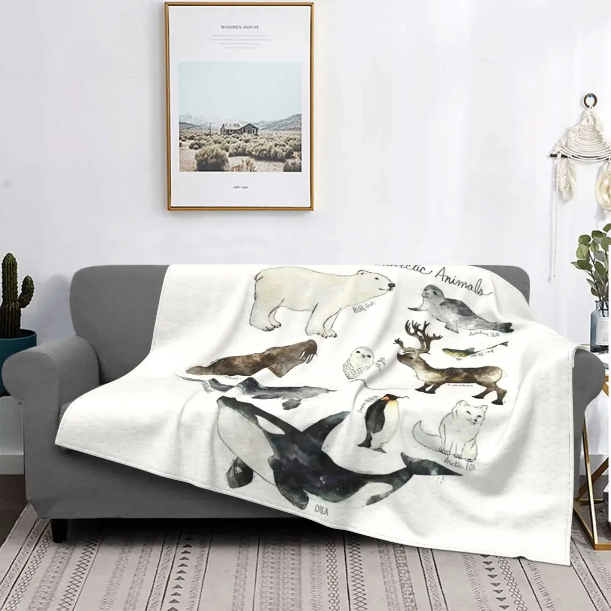 

Manta de animales Arctic y Antarctic, colcha a cuadros para cama, manta Kawaii, ropa de cama y fundas