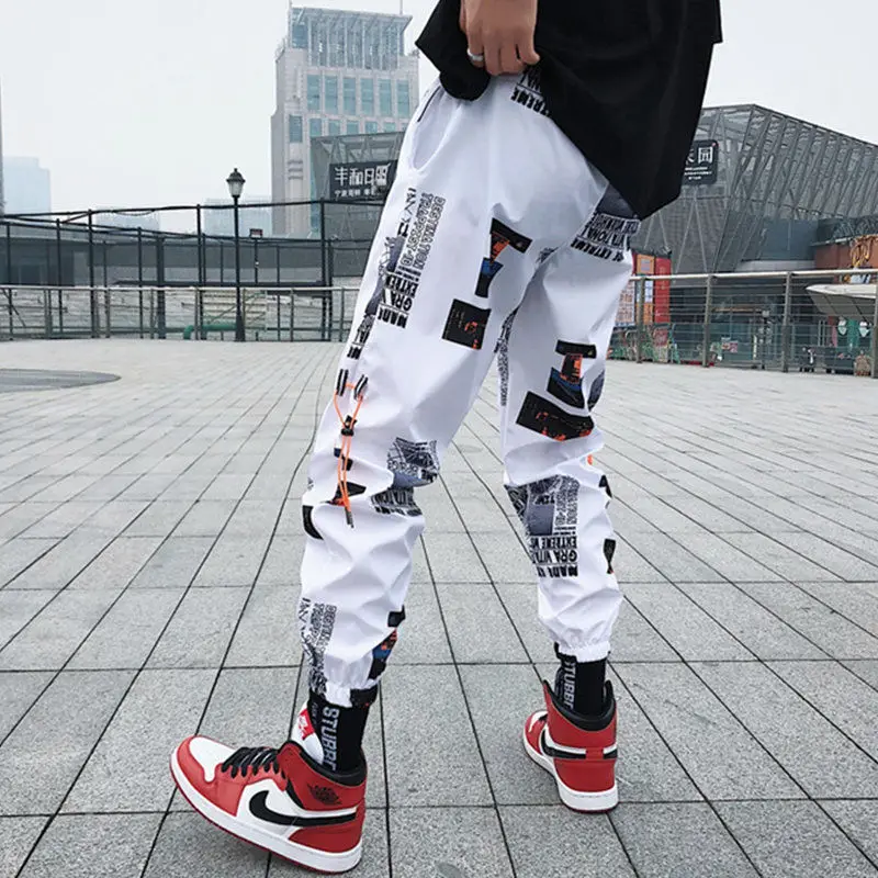 

Hip hop Pants Men Loose Joggers Pants with Print Streetwear Harem Pants Clothes Ankle length Trousers Harajuku Sport Casual