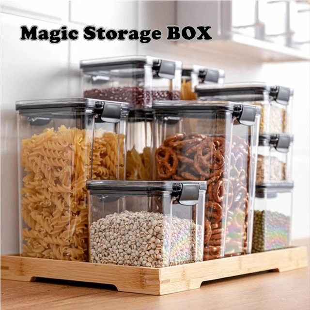 460ml/700ml/1300ml/1800ml Storage Box PET Cans Sealed Accessories Magic Preservation Dry Food  Cocina Kitchen Organizer