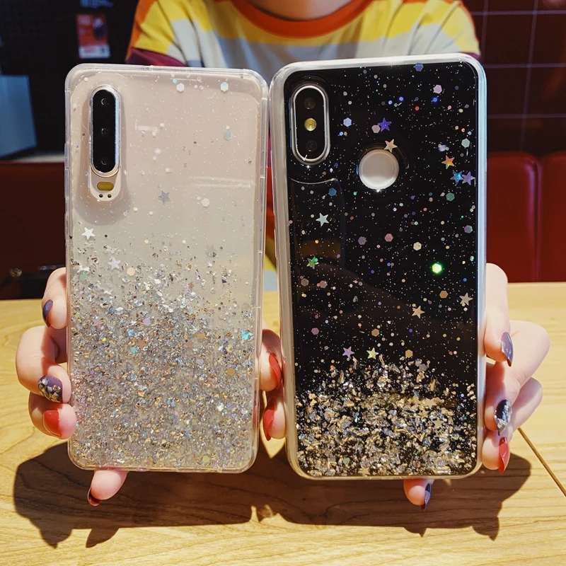 Для Huawei P20 P30 P40 Y5P Y6P Y7P Nova 3 3i Honor 8X 8A 9 9c 9s 10 20 Lite 10i Pro с блестками и нашивкой в виде