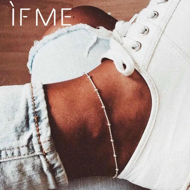 Женский браслет IF ME богемский минималистичный с бусинами и цепочкой на лодыжке