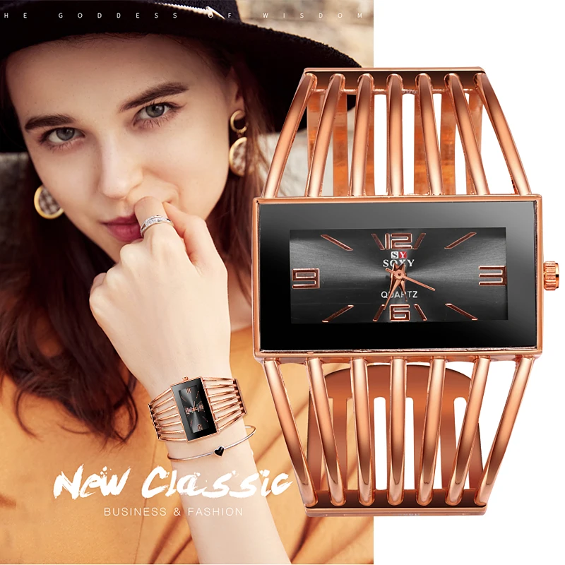 SOXY reloj mujer роскошный розовое золото женский ремешок для наручных часов кварцевые