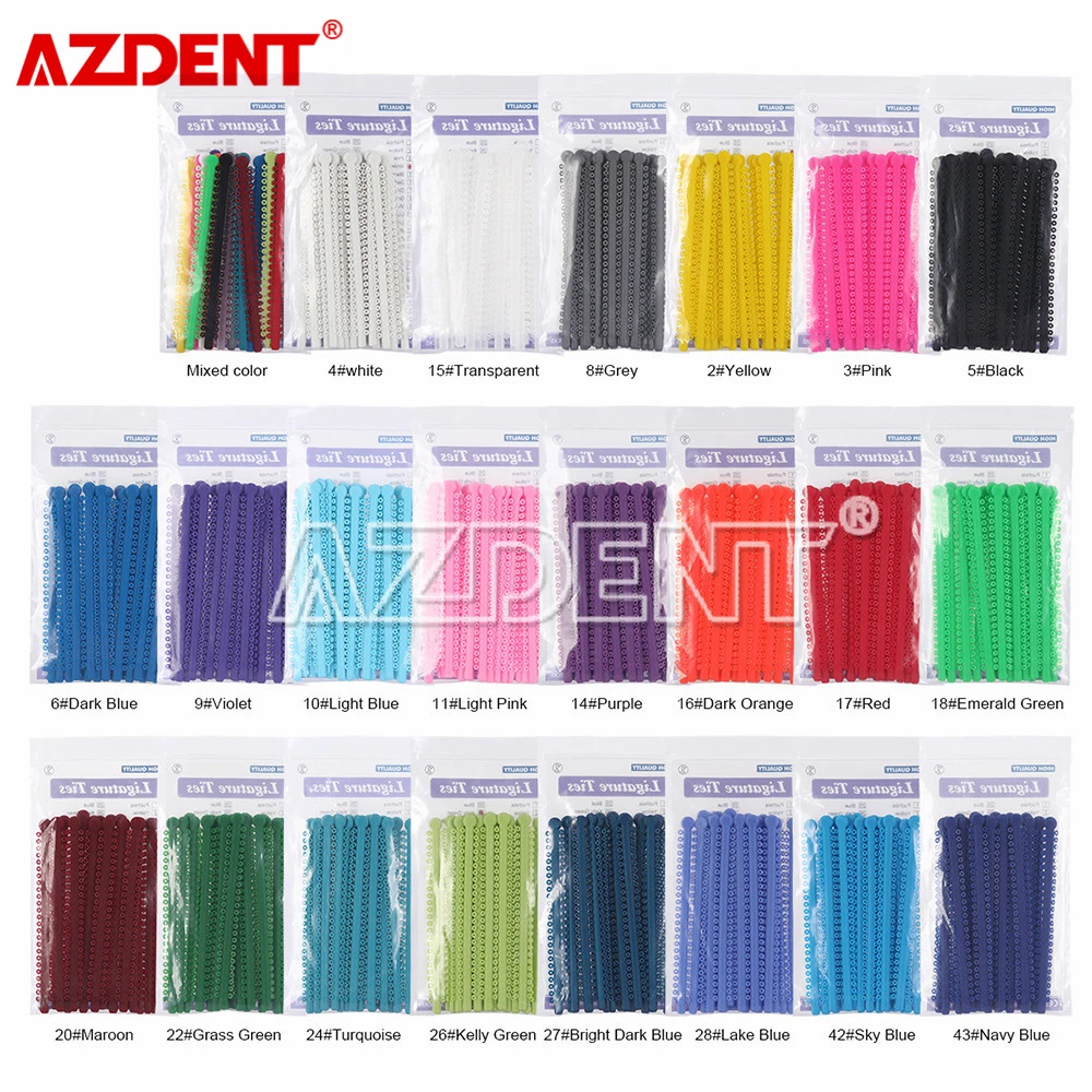 1000 Ties/20 Sticks Dental Orthodontic Elastic Ligature Ties 23 Colors Bands for Brackets Braces Orthodontics Treatment