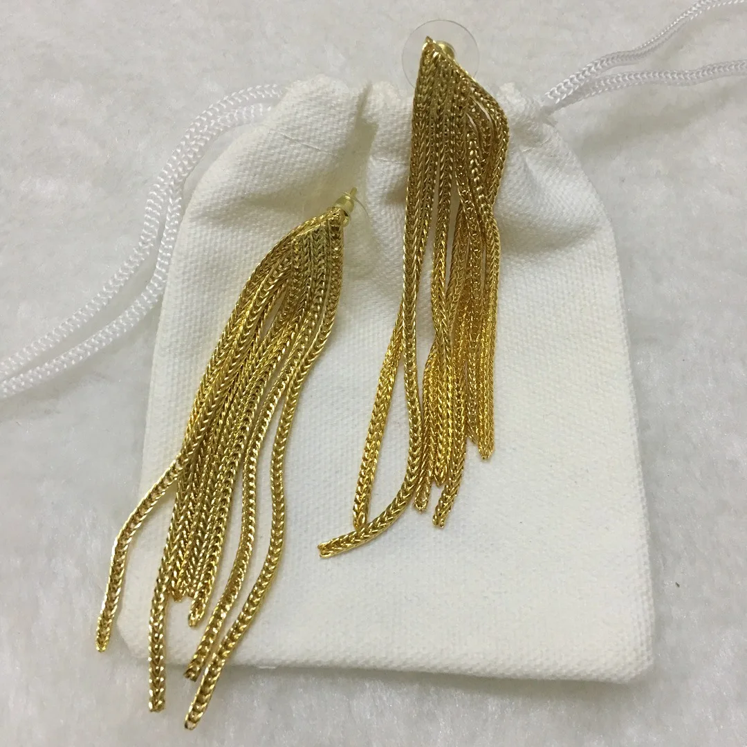 

New gold color tassel fashion ol style Korean 925 silver color needle Earrings