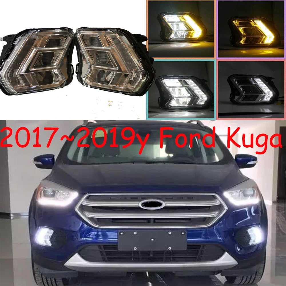 

Автомобильный бампер фары для Ford Kuga Escape дневсветильник 2017 ~ Y автомобильные аксессуары светодиодный ные DRL Противотуманные фары kuga