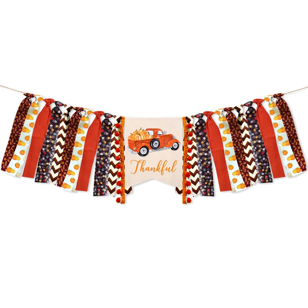 День благодарения высокий стул баннер мальчик девочка осень Тыква стульчик