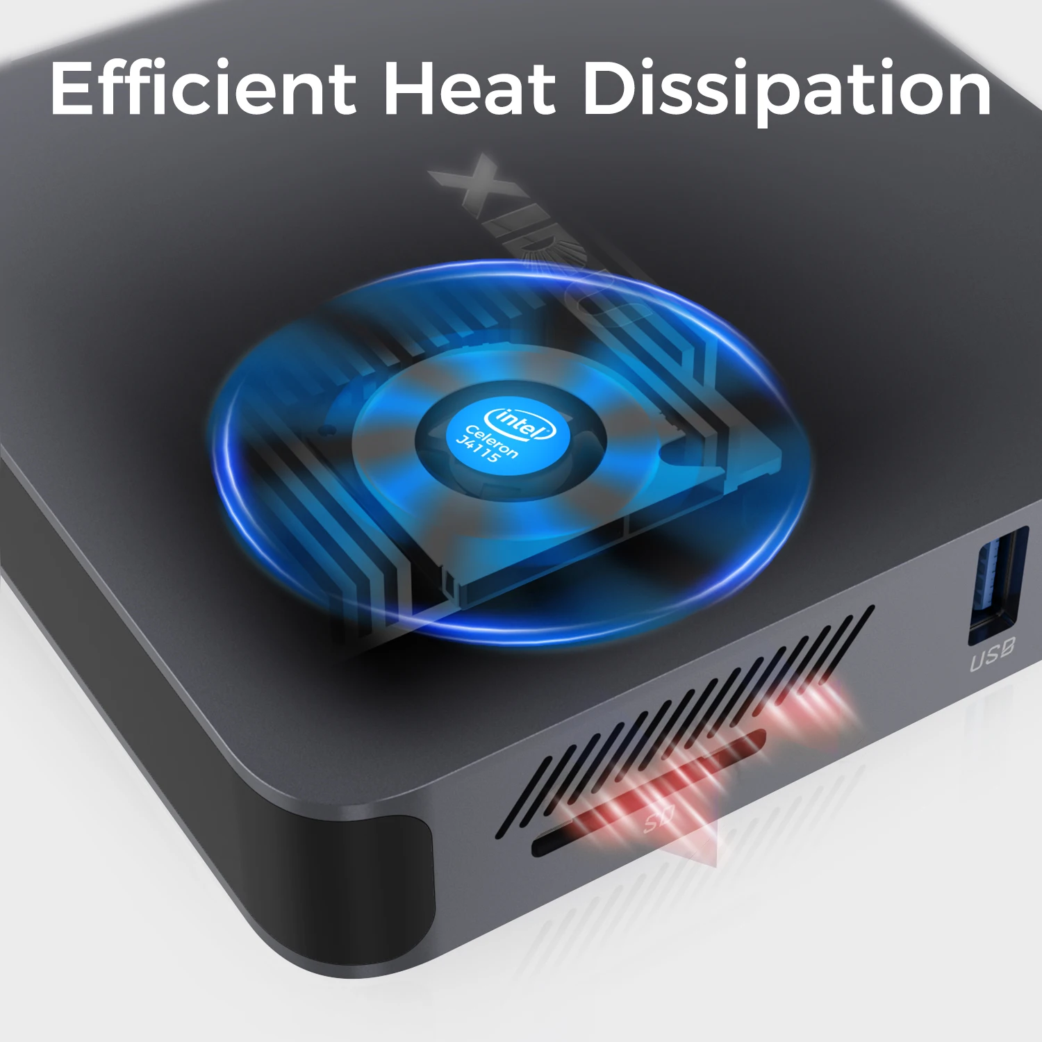 XIDU Mini PC 8G RAM 128G ROM 1TB Expandable SSD Window10 4K UHD Intel J4115 Quad Core Bluetooth 4.1 Mini Laptop with Cooling Fan