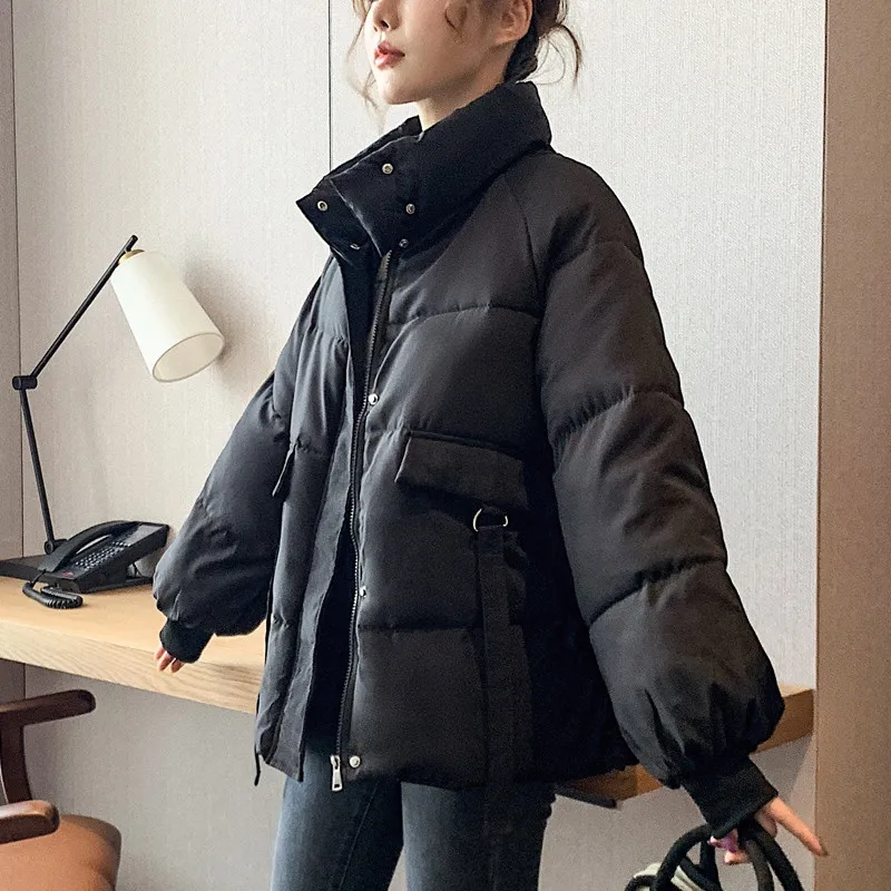 

Fashion Down Jacket Women Hooded New Winter Parka Korean Student Bread Clothing Thick Padded Coat Female Loose Outerwear G1281