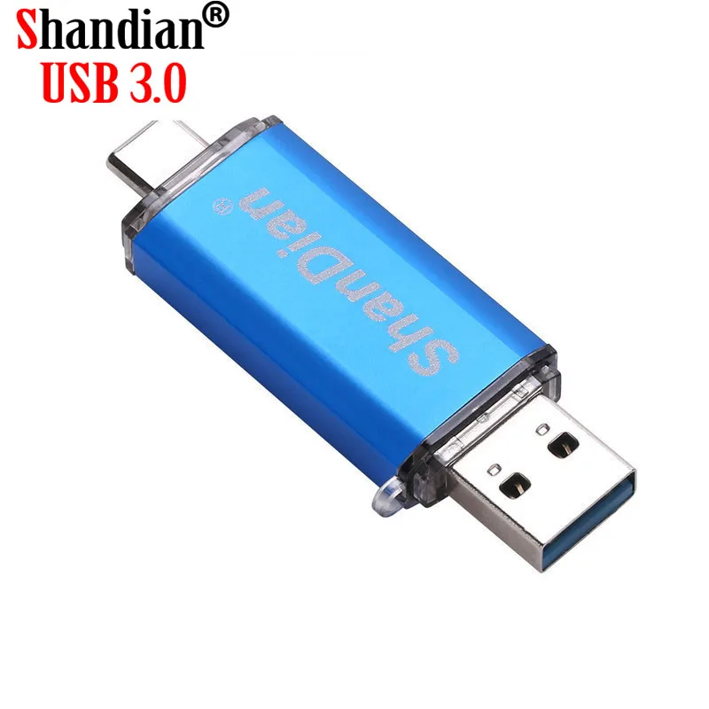 SHANDIAN Metal Custom LOGO USB 3.1 Type-C usb flash drive 3.0 64GB Pendrive 32GB memory Stick 16GB for Phones Micro card | Компьютеры и