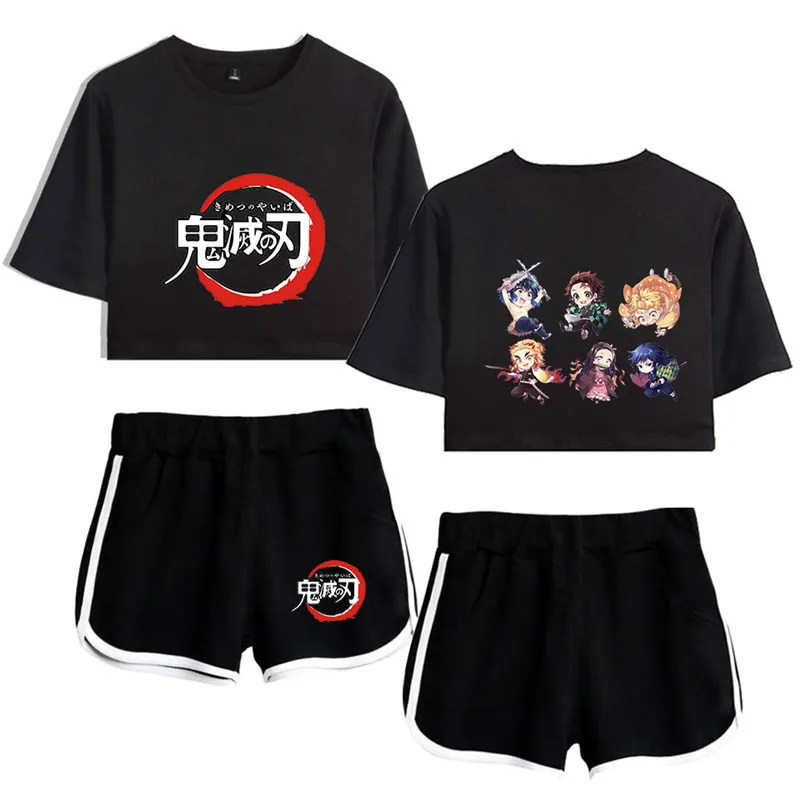 Костюм для косплея Kimetsu no Yaiba женский топ и шорты спортивные костюмы Demon Slayer Agatsuma