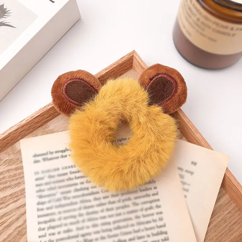 

Furry Cat Bear Ears Elastic Hair Band Candy Color Sweet Soft Hair Accessories Lovely Faux Fur Hair Rope Plush Scrunchies