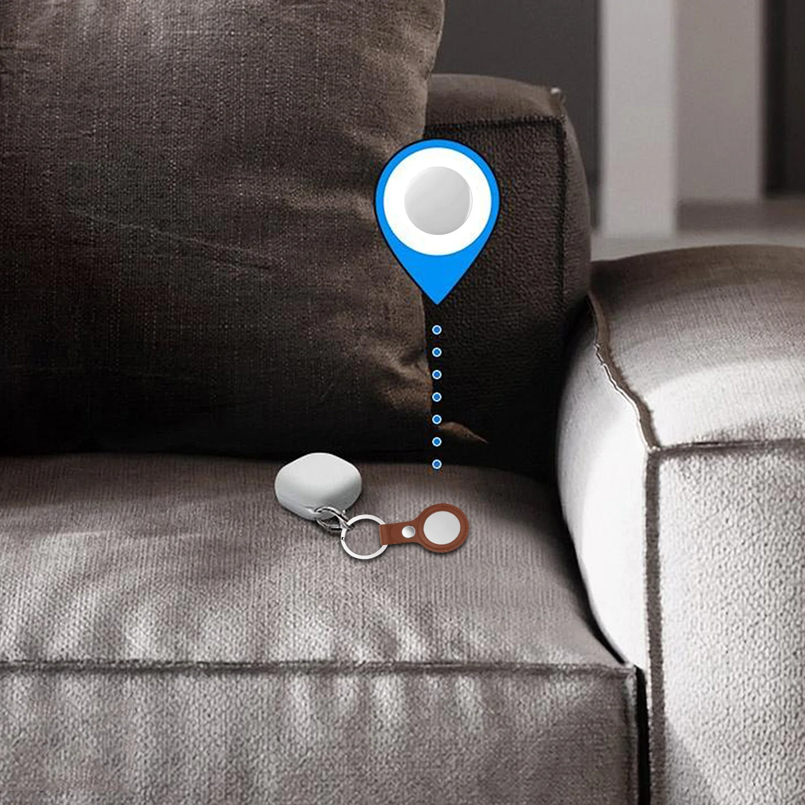 

Portable Bluetooth Tracker Cover Ring Protective Leather Case For Airtag Locator Case For Airtags Tracker Protector