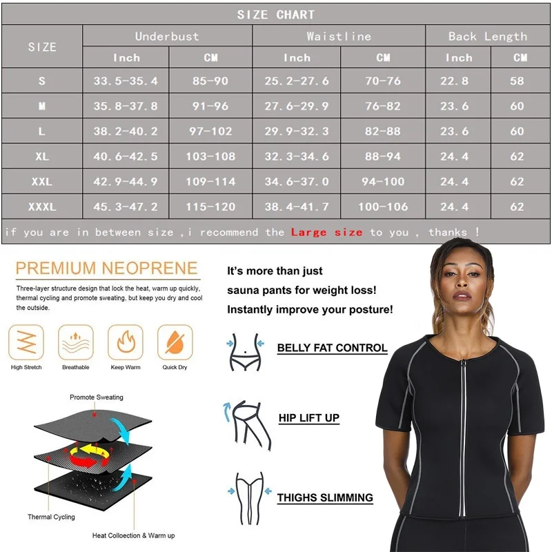 

Women Shapers Waist Trainer Cincher Slimming Shapewear Neoprene Sauna Vest Weight Loss Belt Body Shaper Sports Top Zipper Blouse