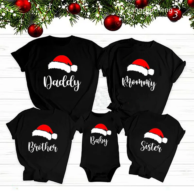 

1pc Daddy Mommy Brother Sister Baby Merry Christmas Family Matching Clothes Funny Cotton Dad Mom and Me Look Christmas Outfits