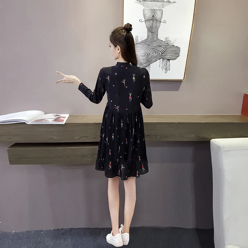 Vestidos женские платья 2021 осень размера плюс с длинным рукавом шифоновое платье