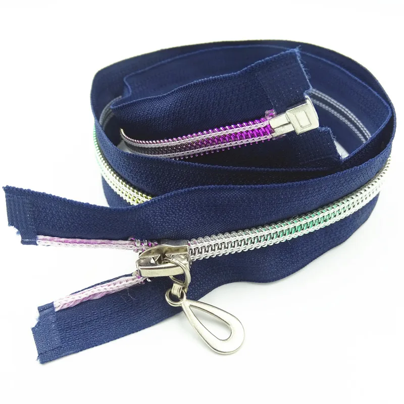 

50 Pcs Nylon Colorful Tooth Gradient 5# Opening Zipper 60Cm (24 Inches)