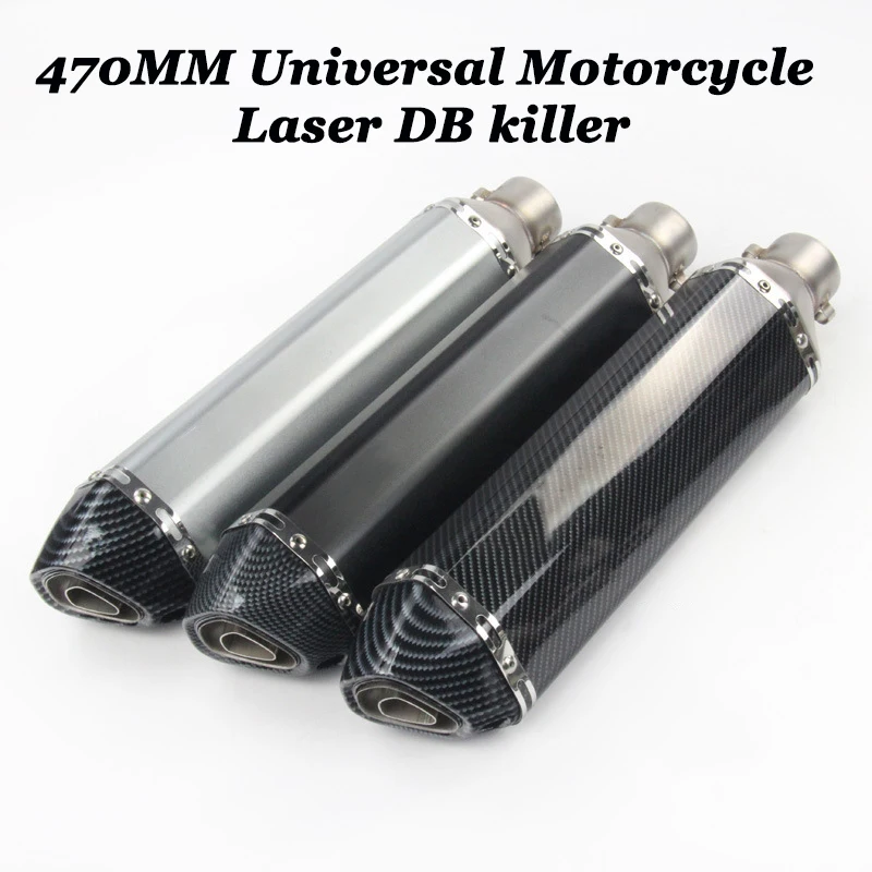 

470mm Universal Motorcycle Exhaust Pipe Escape Muffler With DB Killer Sticker For Ninjia300 250 Z750 R25 R3 TMAX530 R6 Dirt Bike